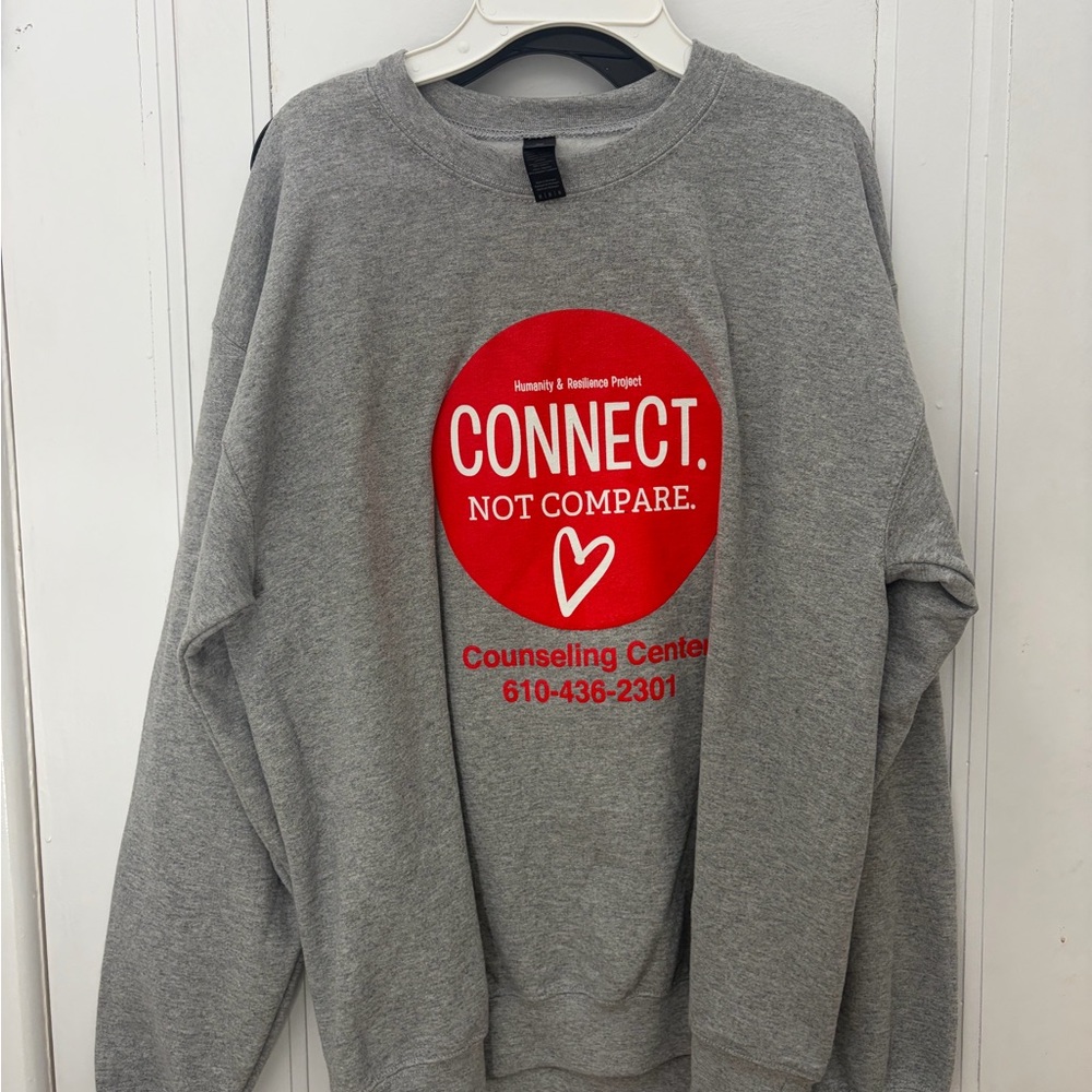 Gray Sweatshirt with Red Graphic